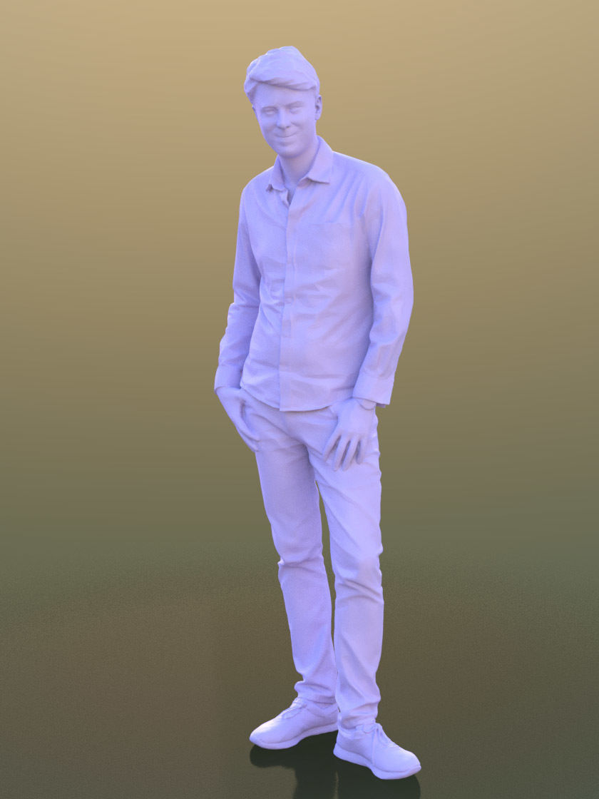 John 10318 - Standing Casual Man Low-poly 3D model_3