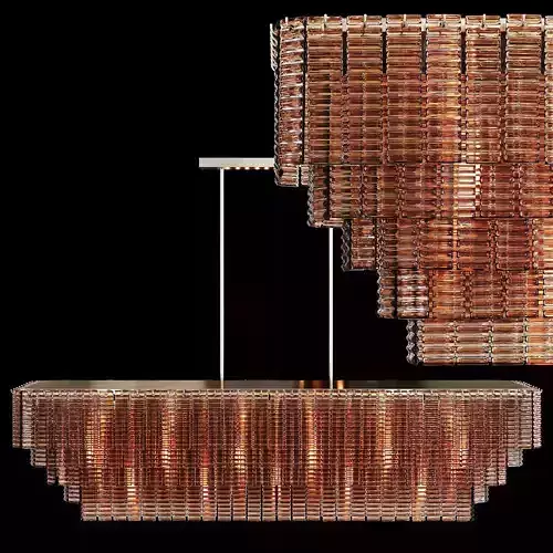 RH SIRENE LINEAR CHANDELIER 72 Nickel Smoke Glass