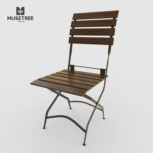 Chair French Cafe Bistro Folding Side  Low-poly 3D model 3