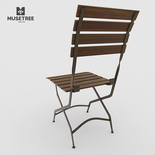 Chair French Cafe Bistro Folding Side  Low-poly 3D model 7