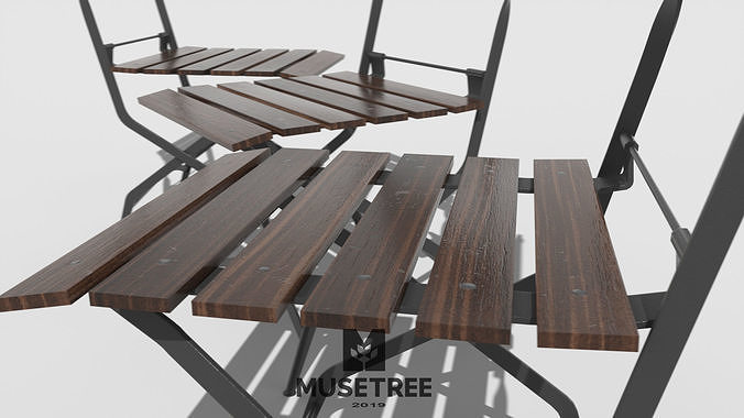 Chair French Cafe Bistro Folding Side  Low-poly 3D model 2