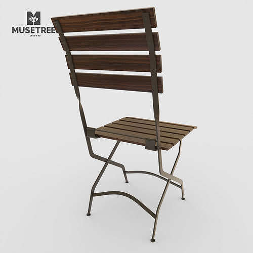 Chair French Cafe Bistro Folding Side  Low-poly 3D model 6