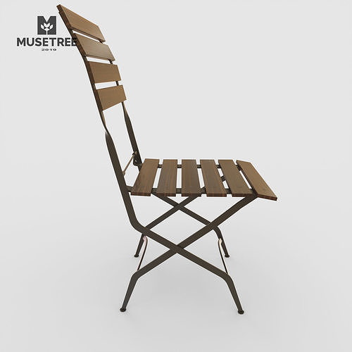 Chair French Cafe Bistro Folding Side  Low-poly 3D model 5
