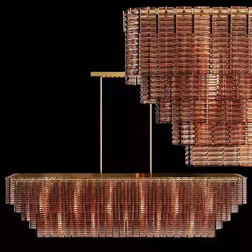 RH SIRENE LINEAR CHANDELIER 72 Brass Smoke Glass