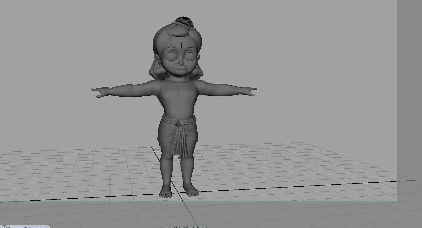 baby hanuman 3d model 3D model_2
