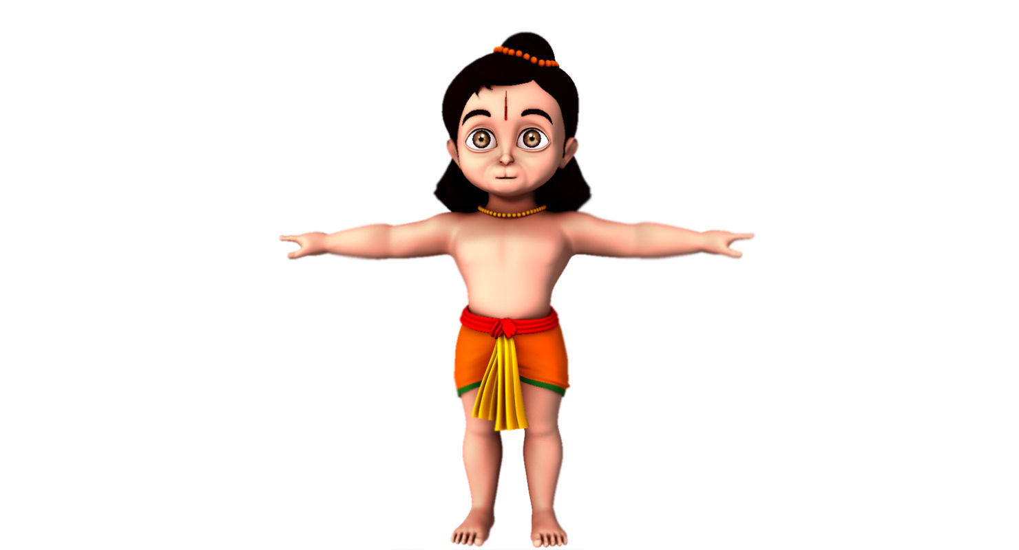 baby hanuman 3d model 3D model_7