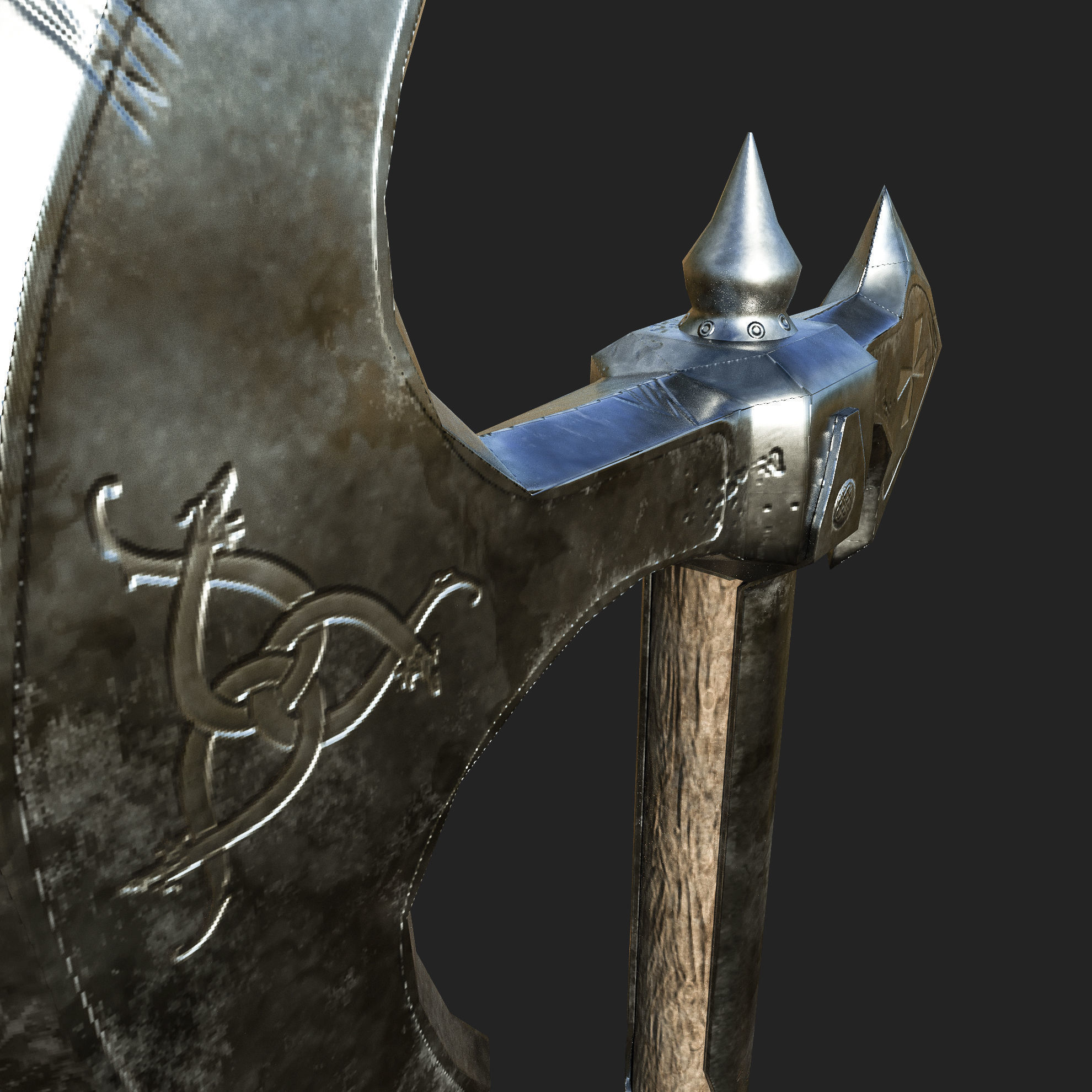 Celtic War Axe Low-poly 3D model_5