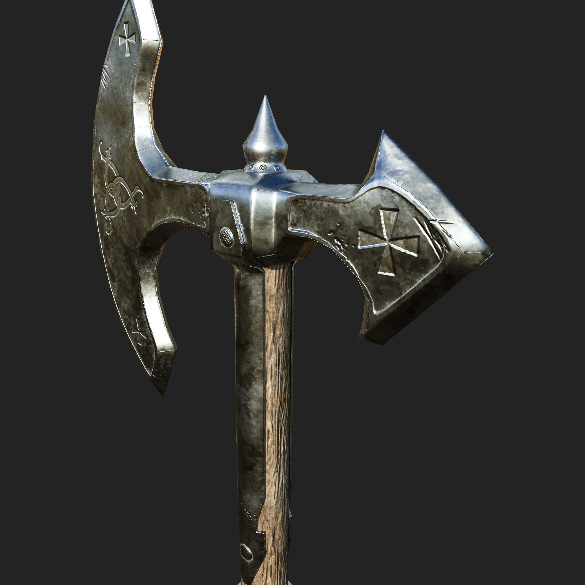 Celtic War Axe Low-poly 3D model_2