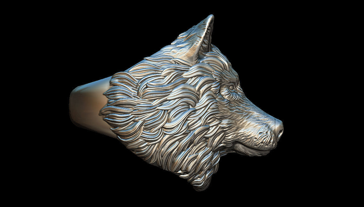 Wolf ring 3D print model_7