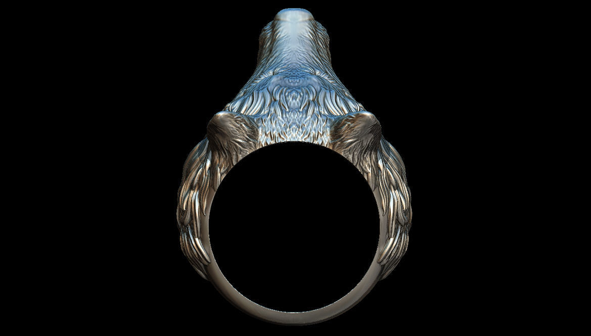 Wolf ring 3D print model_8