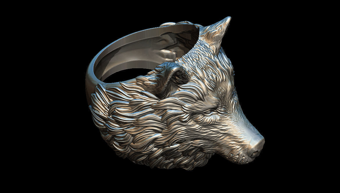 Wolf ring 3D print model_9