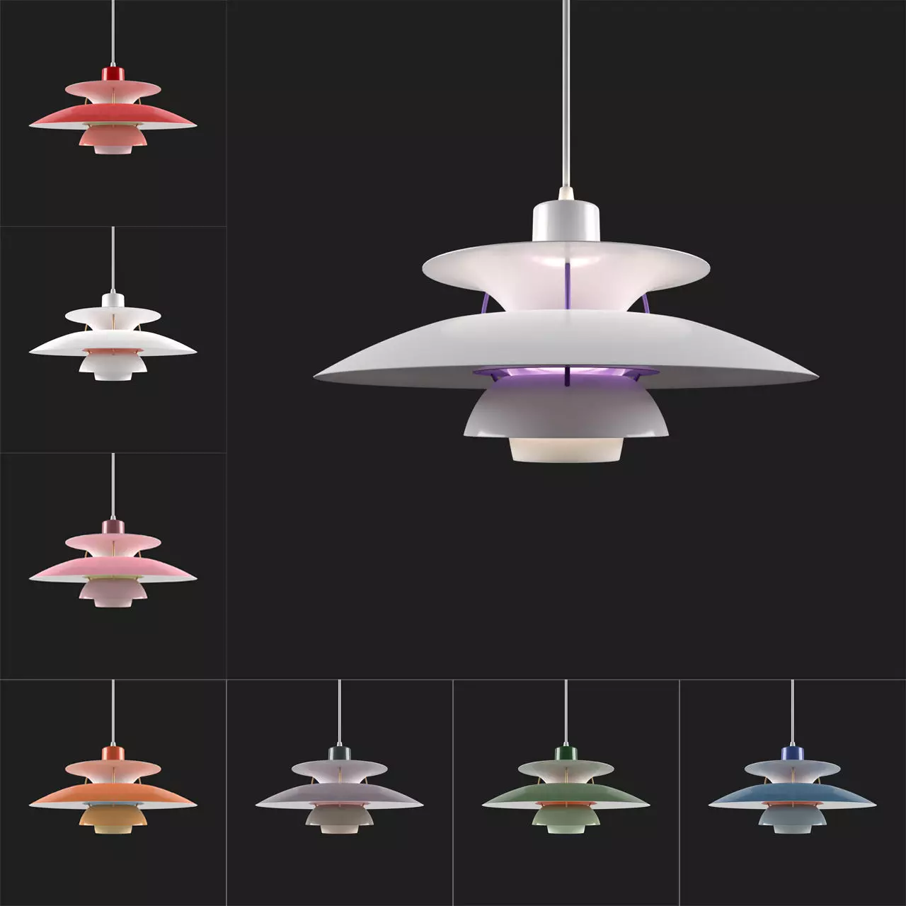 PH 5 Lamp - 8 Colors with IES - Louis Poulsen  - 3D Model 3D model_0