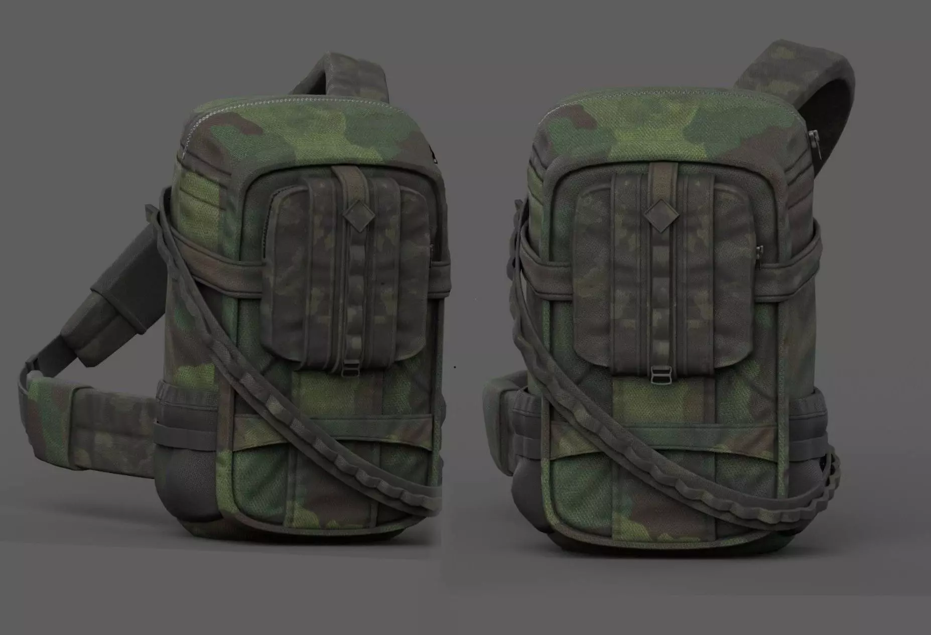 Backpack military combat soldier armor scifi Generic camp human Low-poly 3D model_0