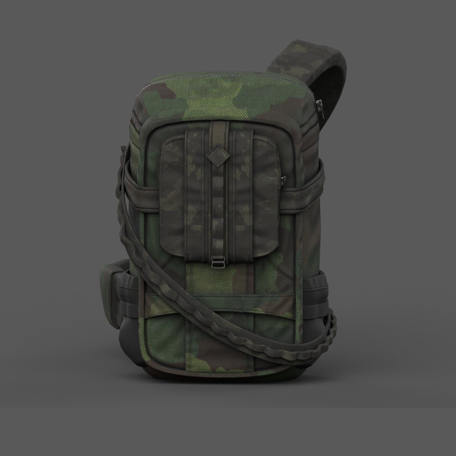 Backpack military combat soldier armor scifi Generic camp human Low-poly 3D model_1
