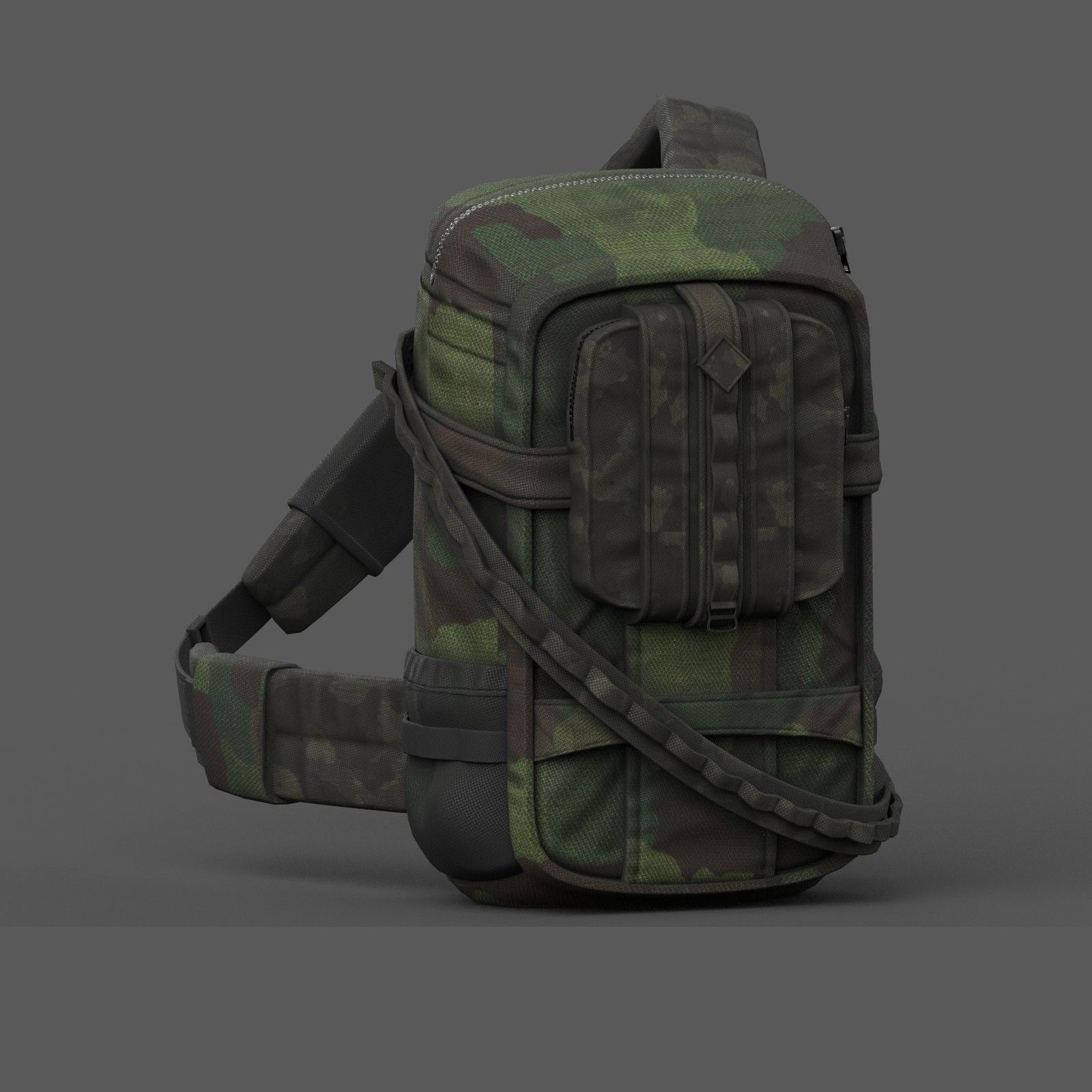 Backpack military combat soldier armor scifi Generic camp human Low-poly 3D model_2