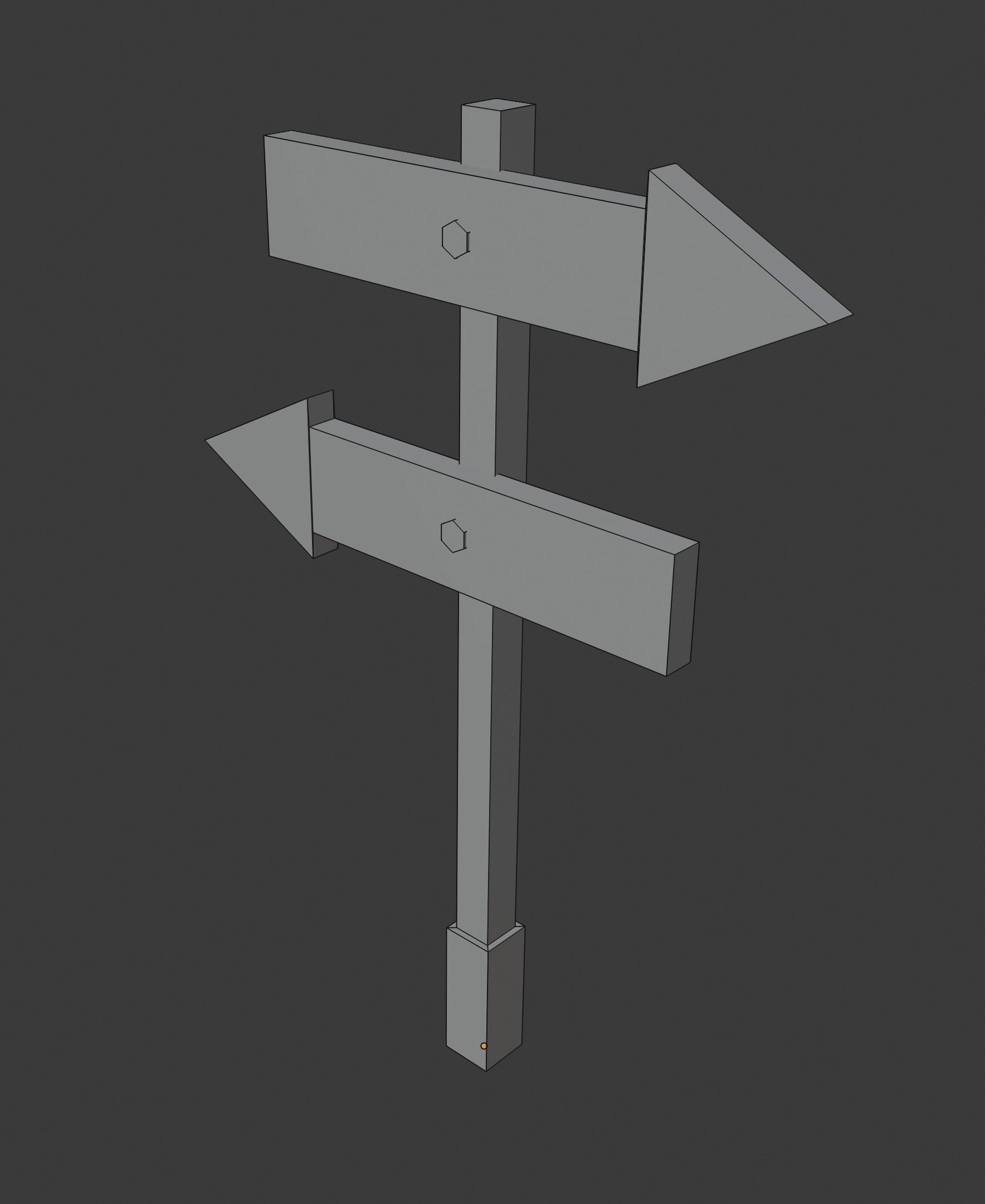 Arrow Board Sign LOW POLY Low-poly 3D model_10