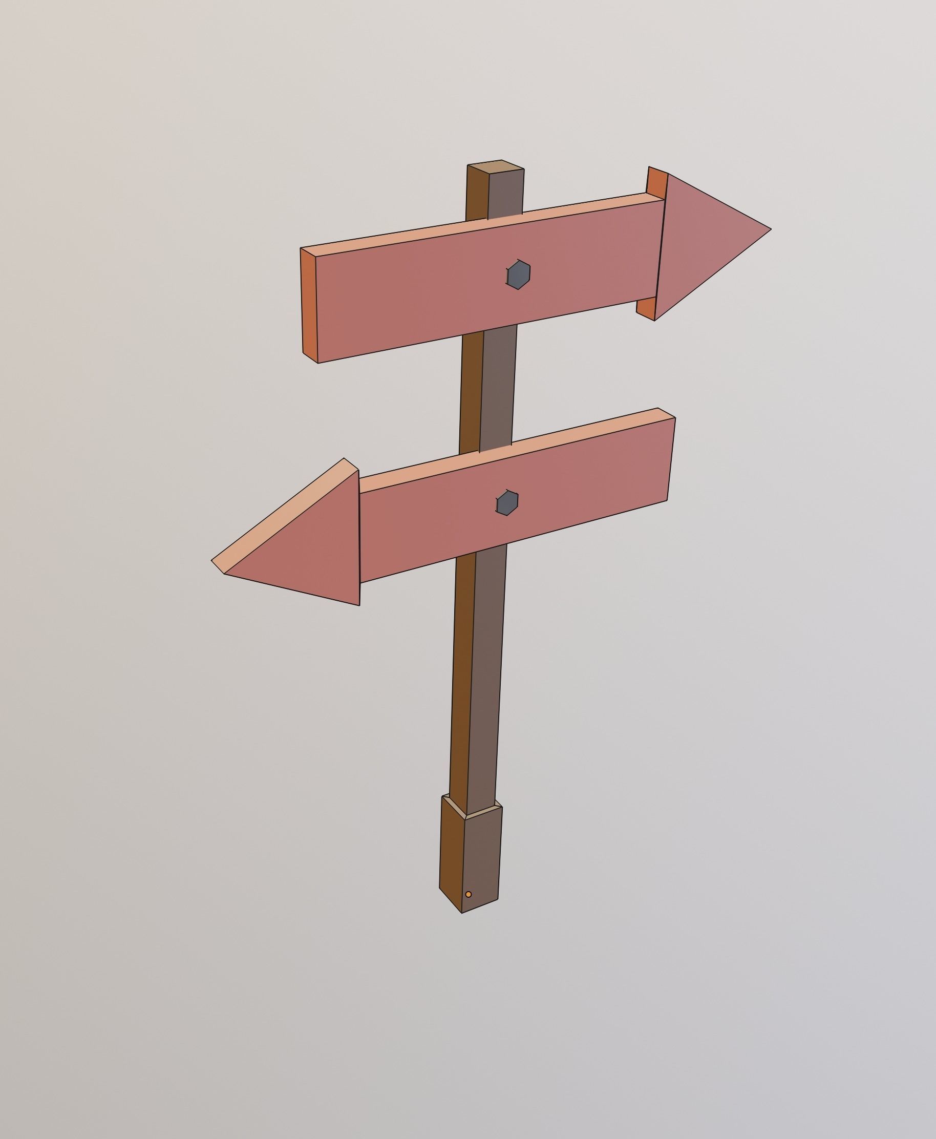 Arrow Board Sign LOW POLY Low-poly 3D model_9