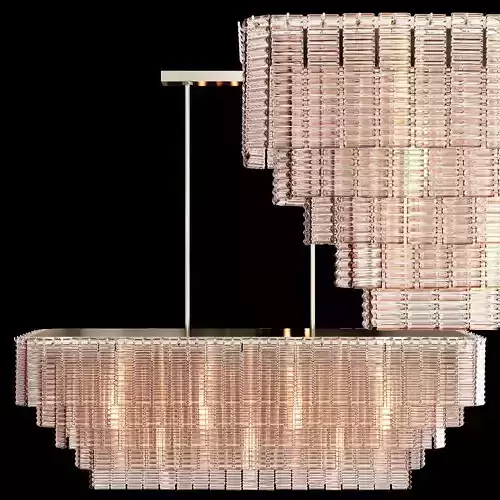 RH SIRENE LINEAR CHANDELIER 54 Nickel Clear Glass