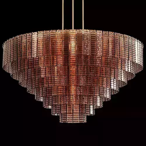 RH SIRENE ROUND CHANDELIER 52 Brass Smoke Glass