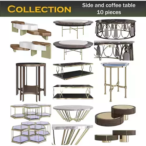 Side ond coffee table 3d models 10 pieces Low-poly 3D model