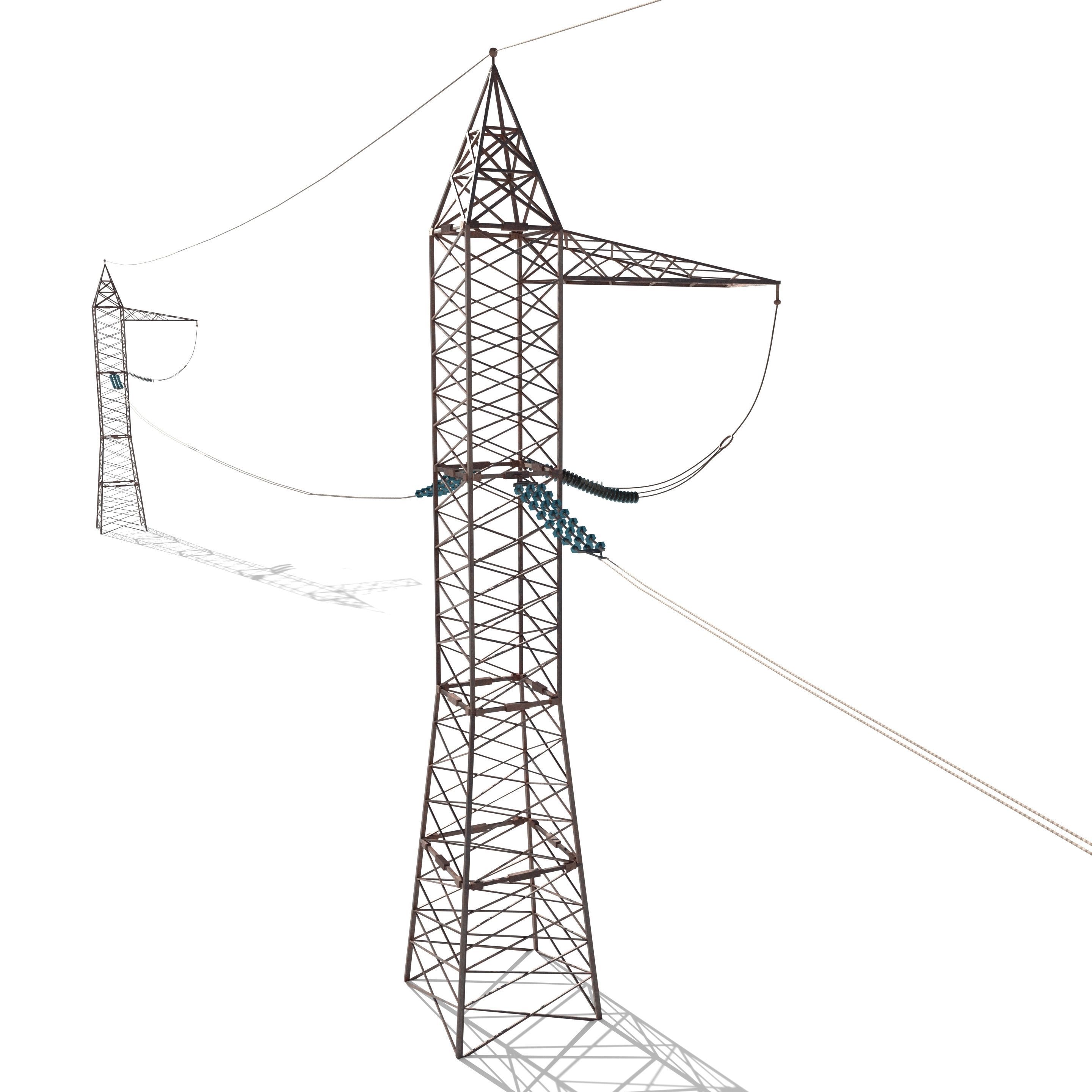 Electricity Pole 17 Weathered Low-poly 3D model_4