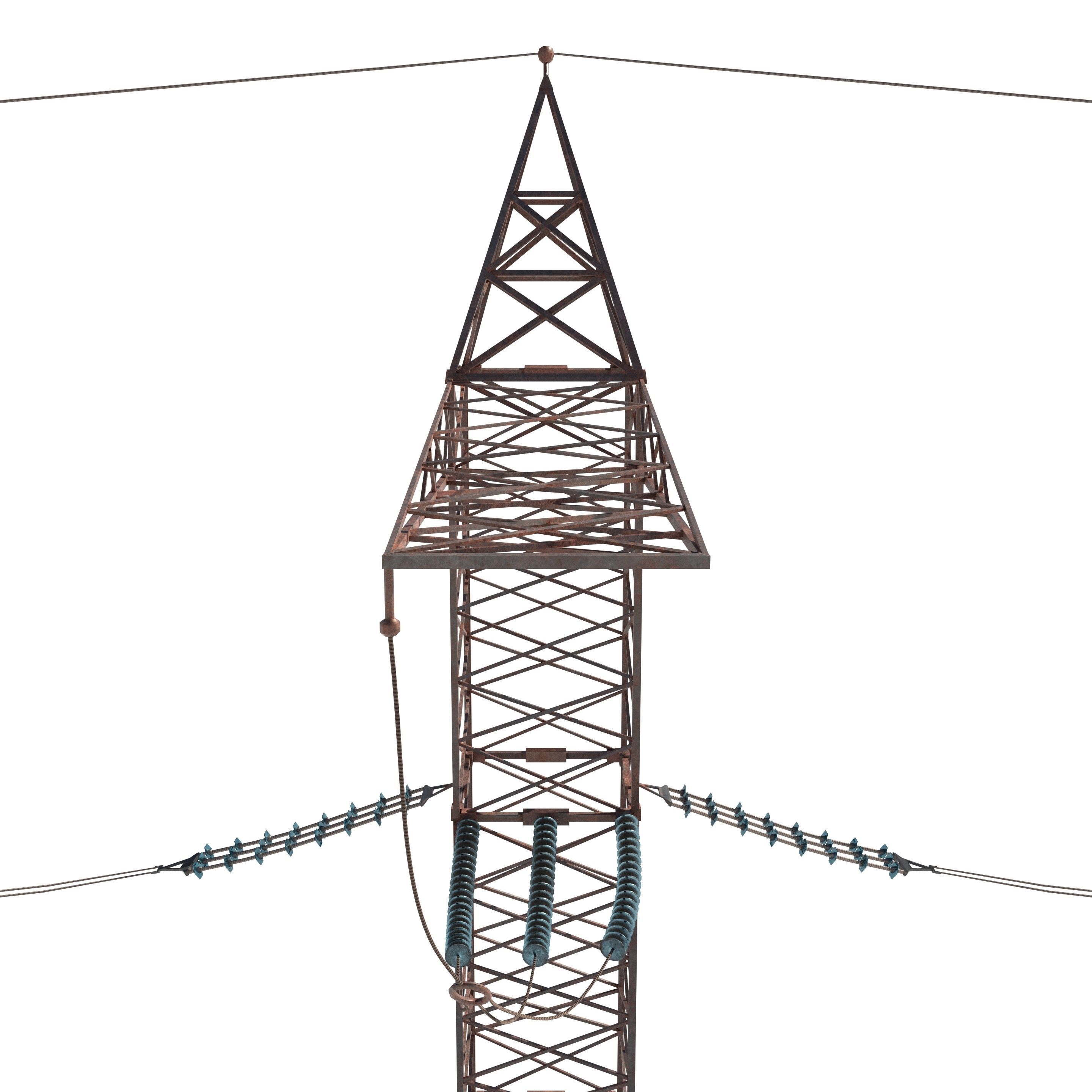 Electricity Pole 17 Weathered Low-poly 3D model_3