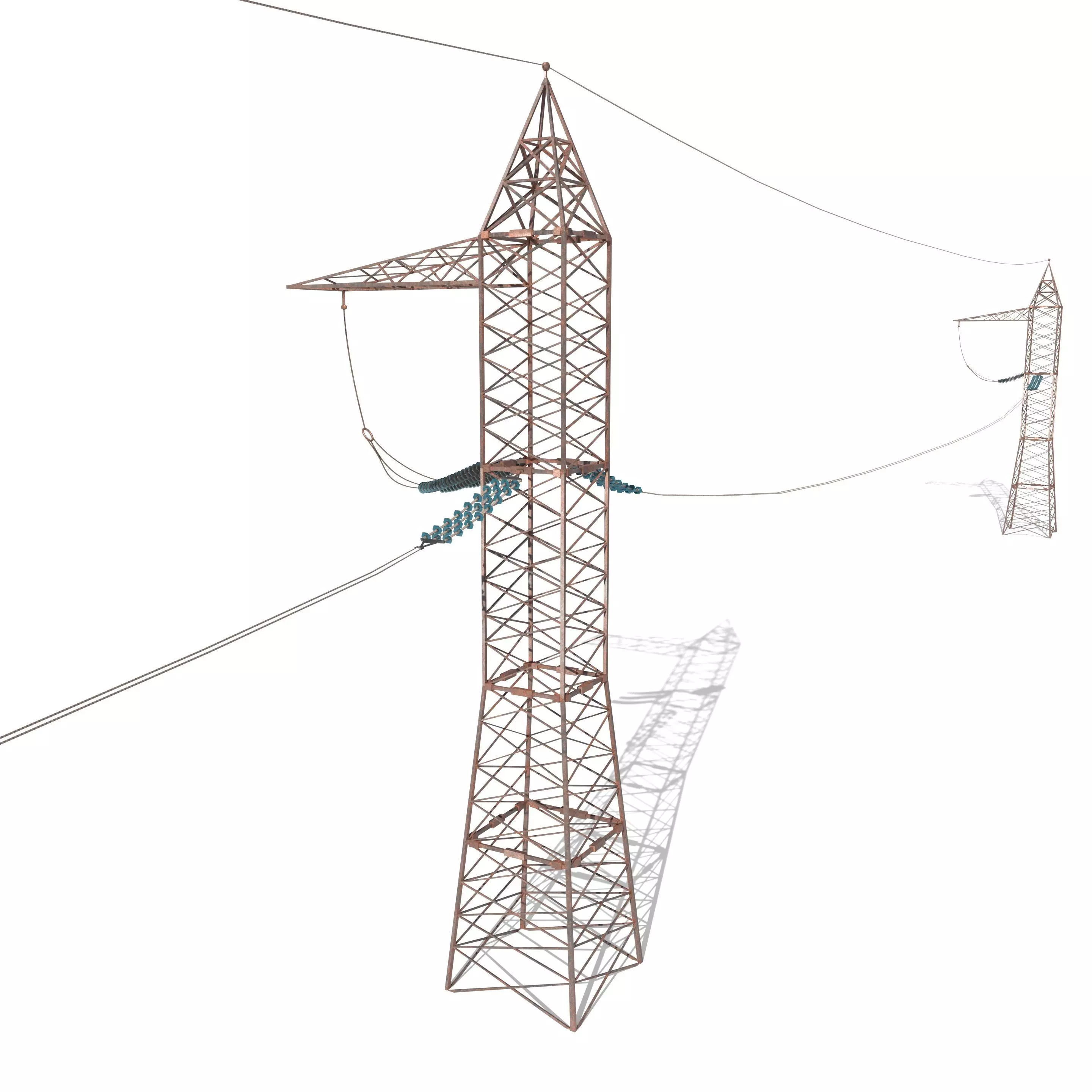 Electricity Pole 17 Weathered Low-poly 3D model_0