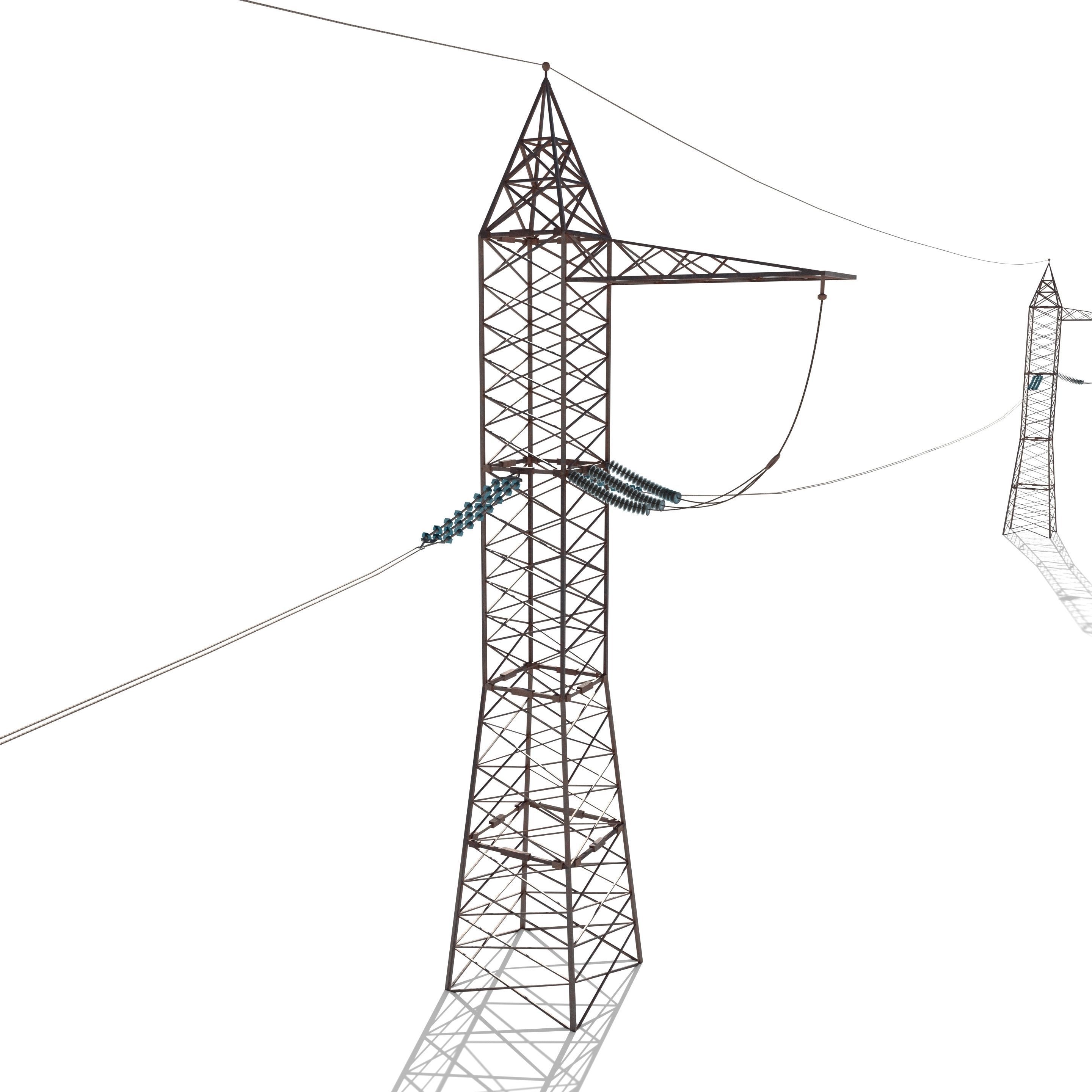 Electricity Pole 17 Weathered Low-poly 3D model_1