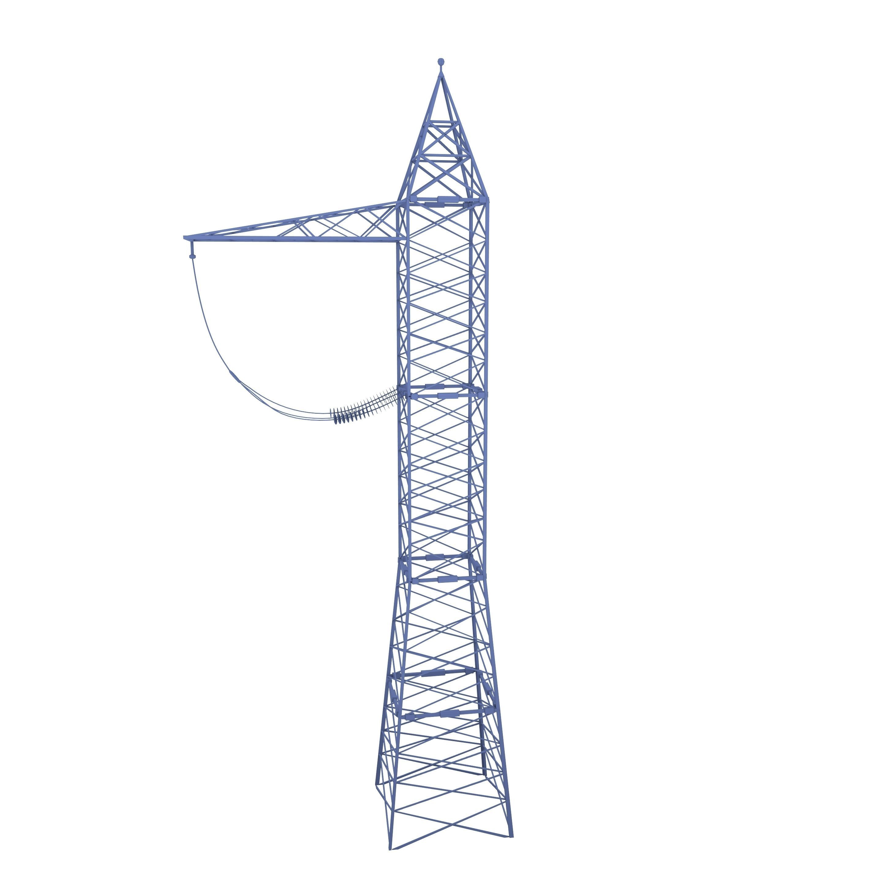 Electricity Pole 17 Weathered Low-poly 3D model_9