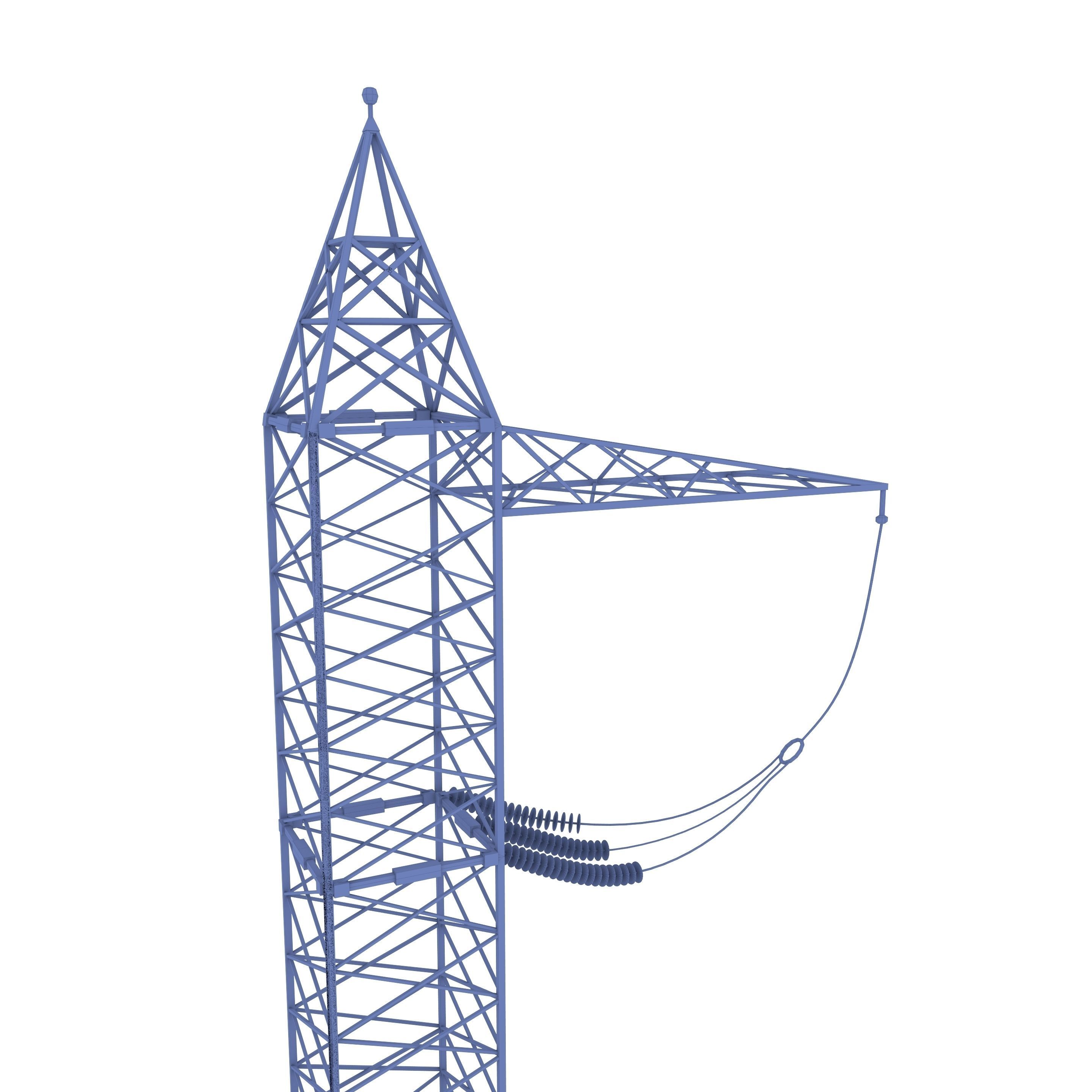 Electricity Pole 17 Weathered Low-poly 3D model_11