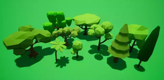 Low Poly Trees Set 1 polygonal tree