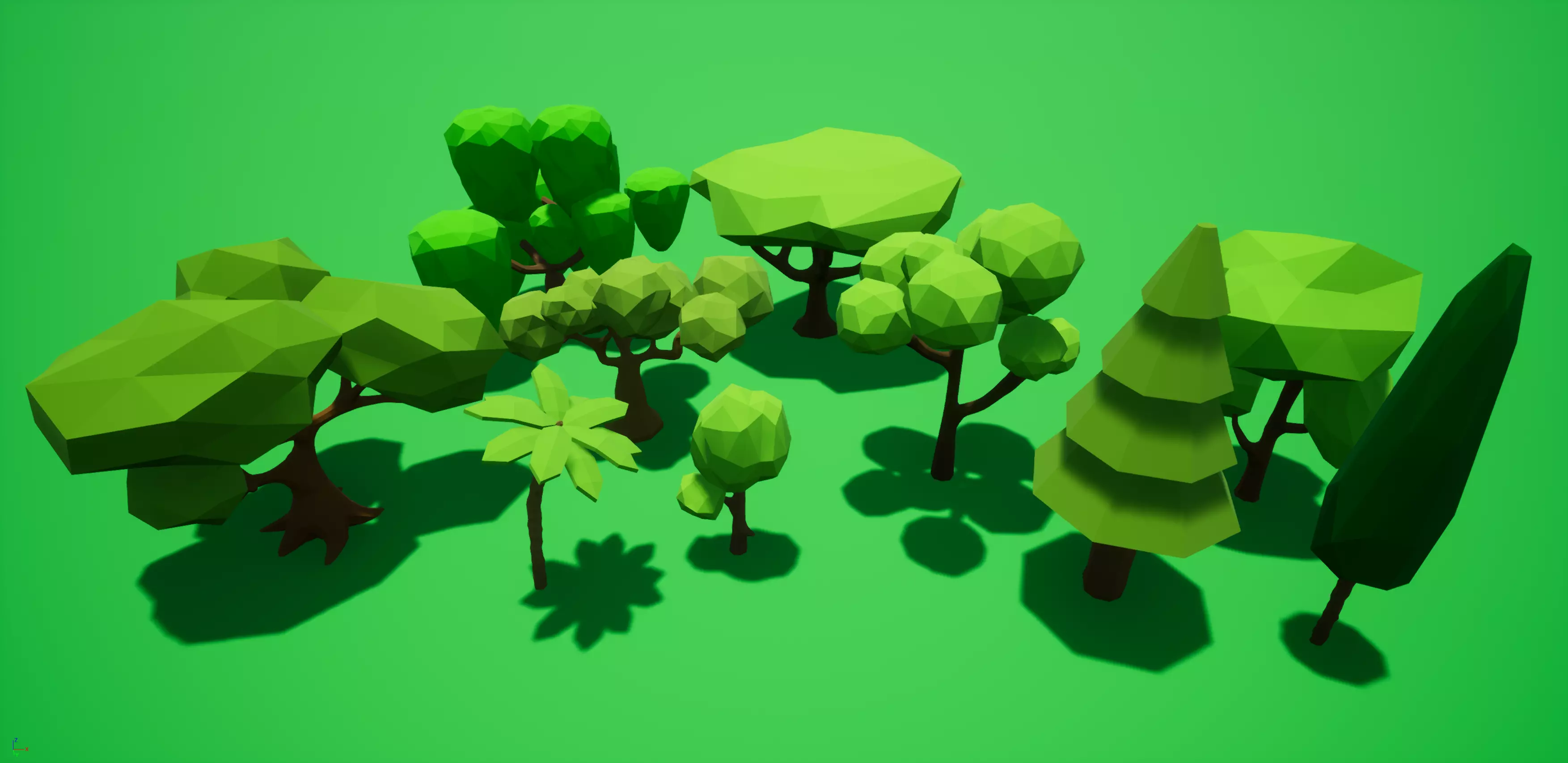 Low Poly Trees Set 1 polygonal tree Low-poly 3D model_0