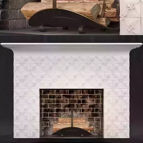 Fireplace and firewood 3D model