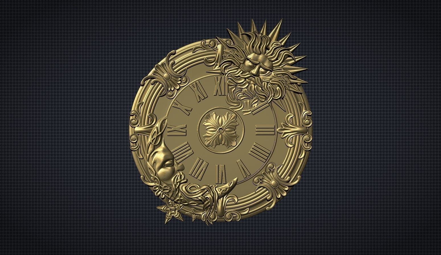 Moon and Sun Wall Clock 3D print model_7