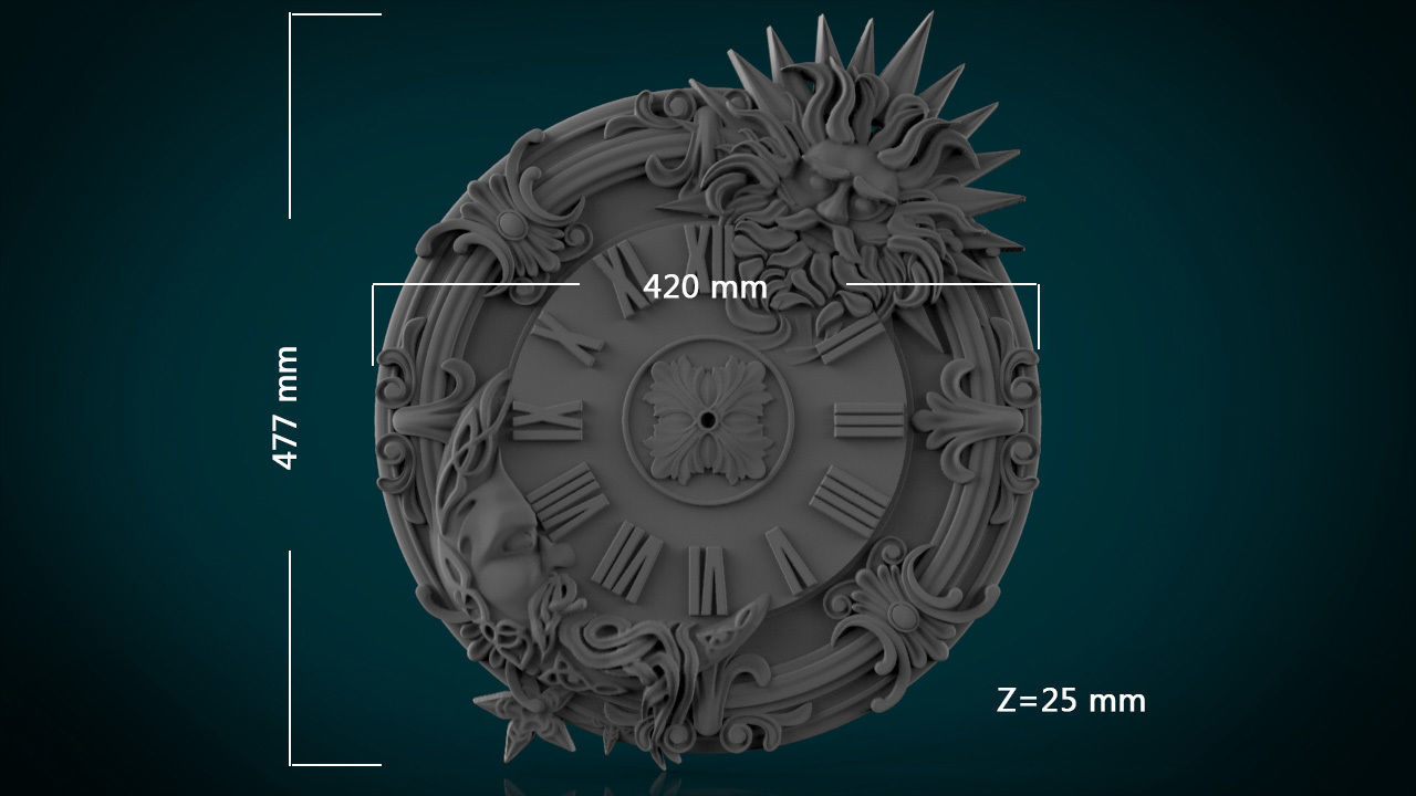 Moon and Sun Wall Clock 3D print model_5