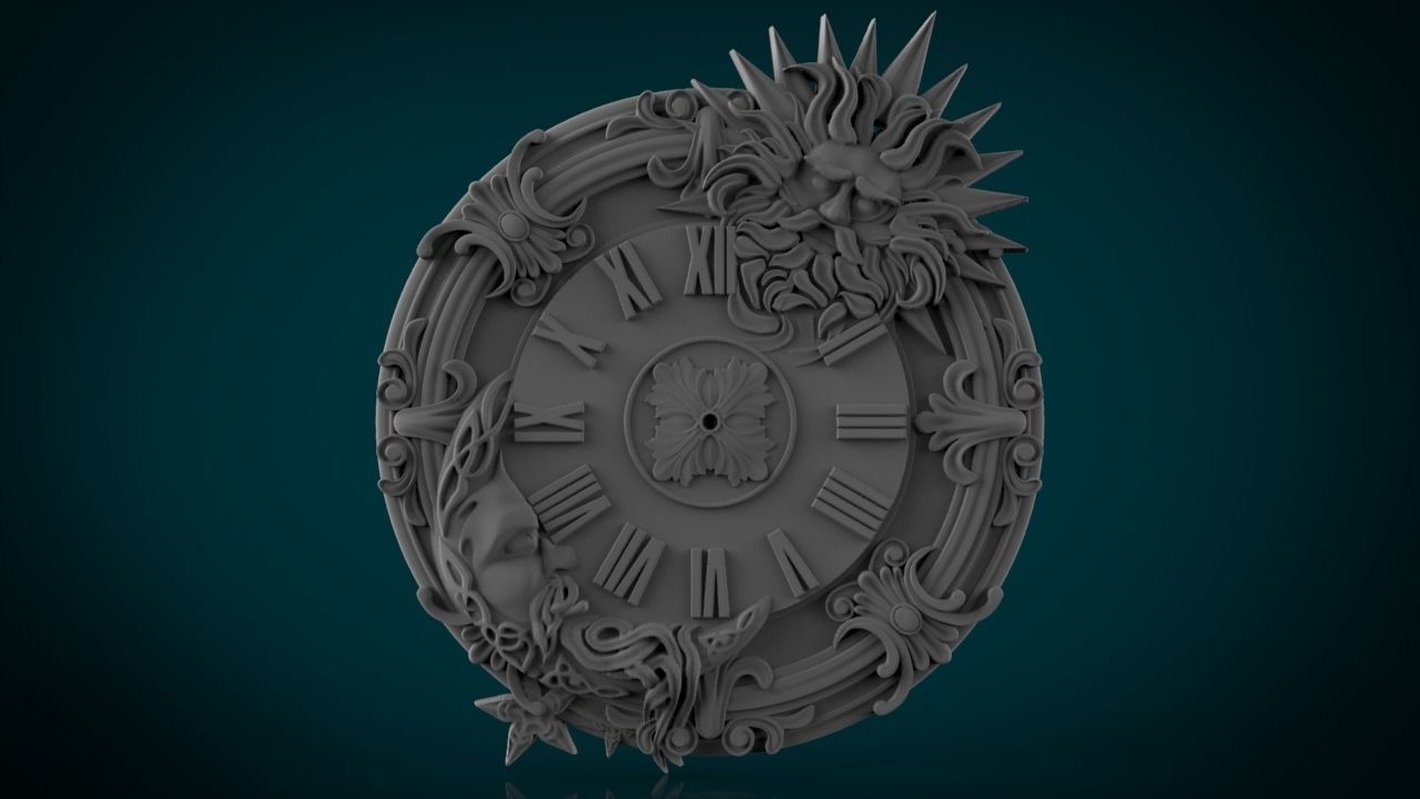 Moon and Sun Wall Clock 3D print model_4
