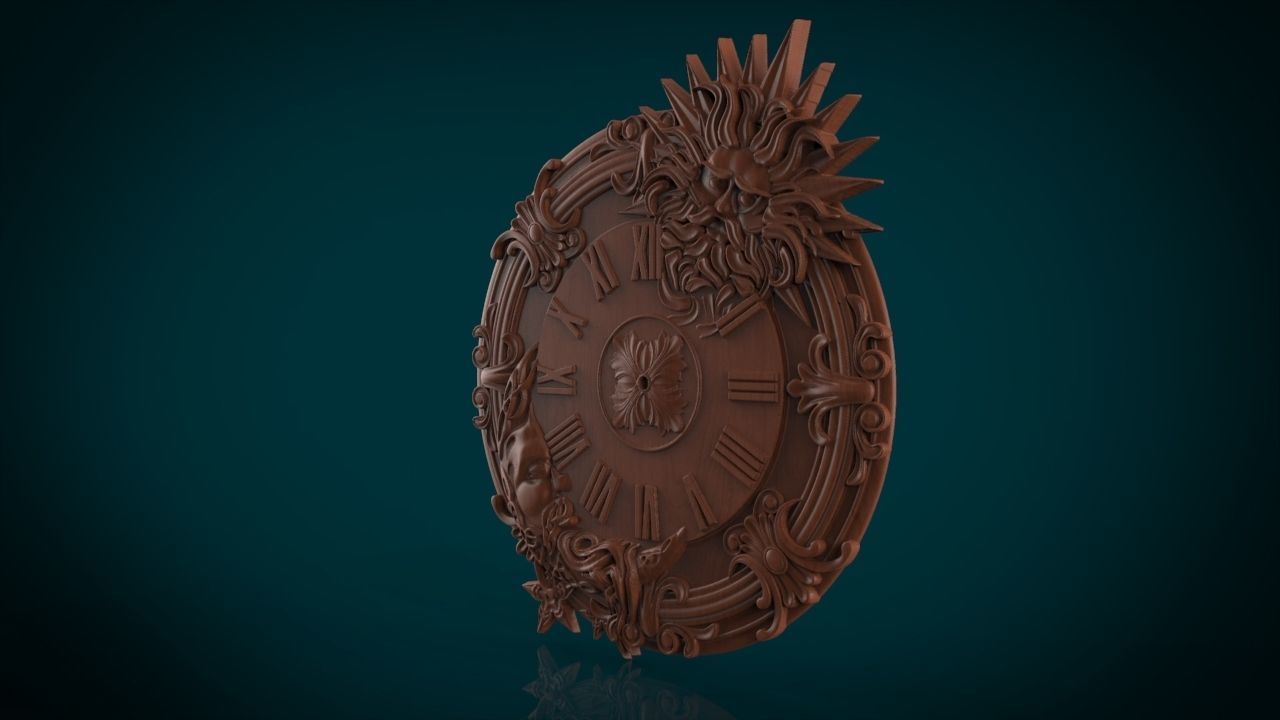 Moon and Sun Wall Clock 3D print model_1