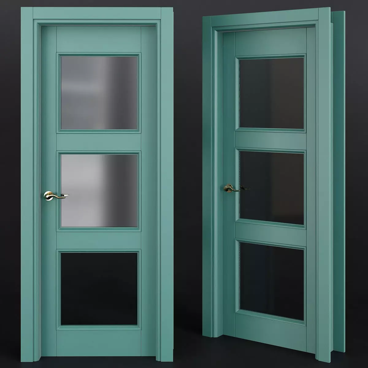 Interior Doors low poly 3d model Low-poly 3D model_0