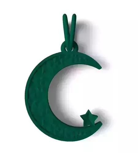 crescent pendant with star 3D print model