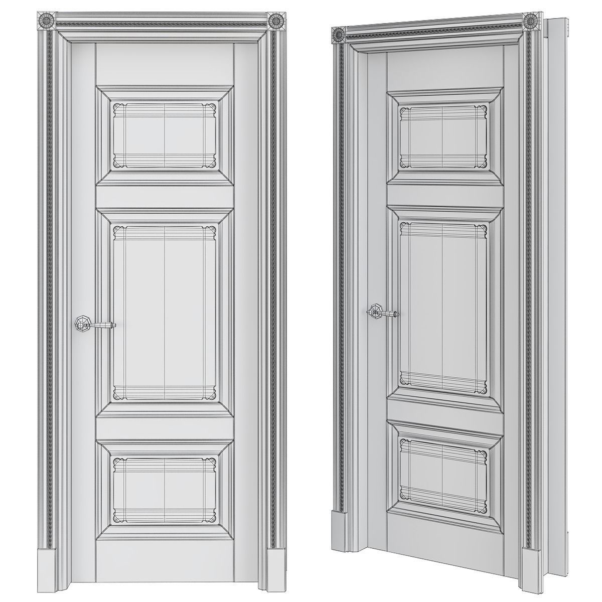 Interior Doors low poly 3d model Low-poly 3D model_1