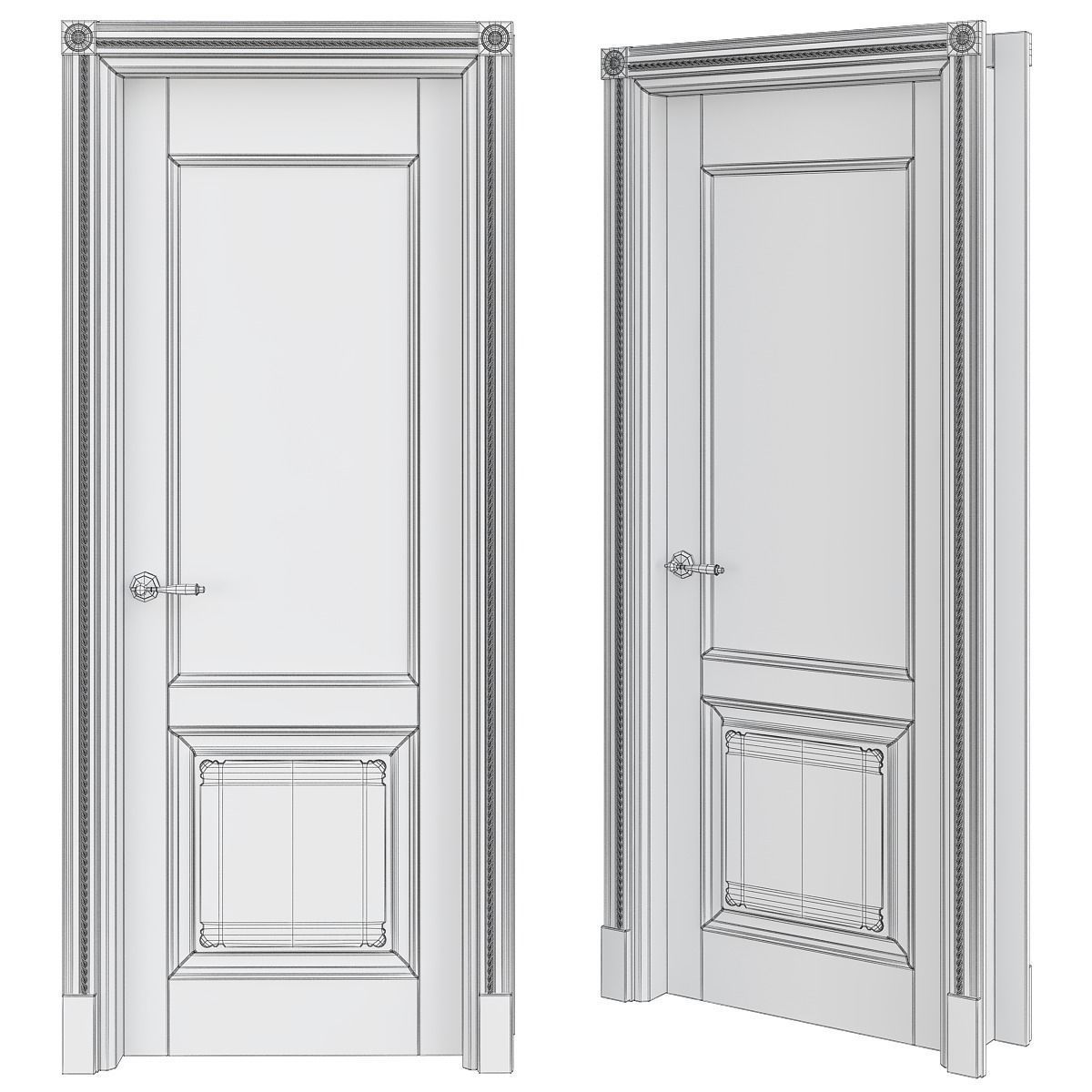 Interior Doors low poly 3d model Low-poly 3D model_1