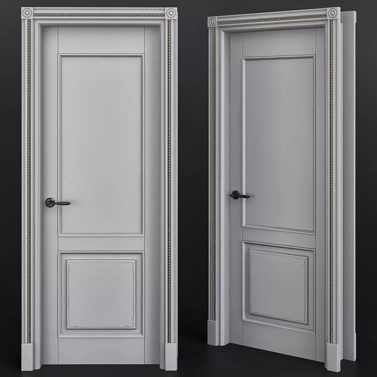 Interior Doors low poly 3d model Low-poly 3D model_0
