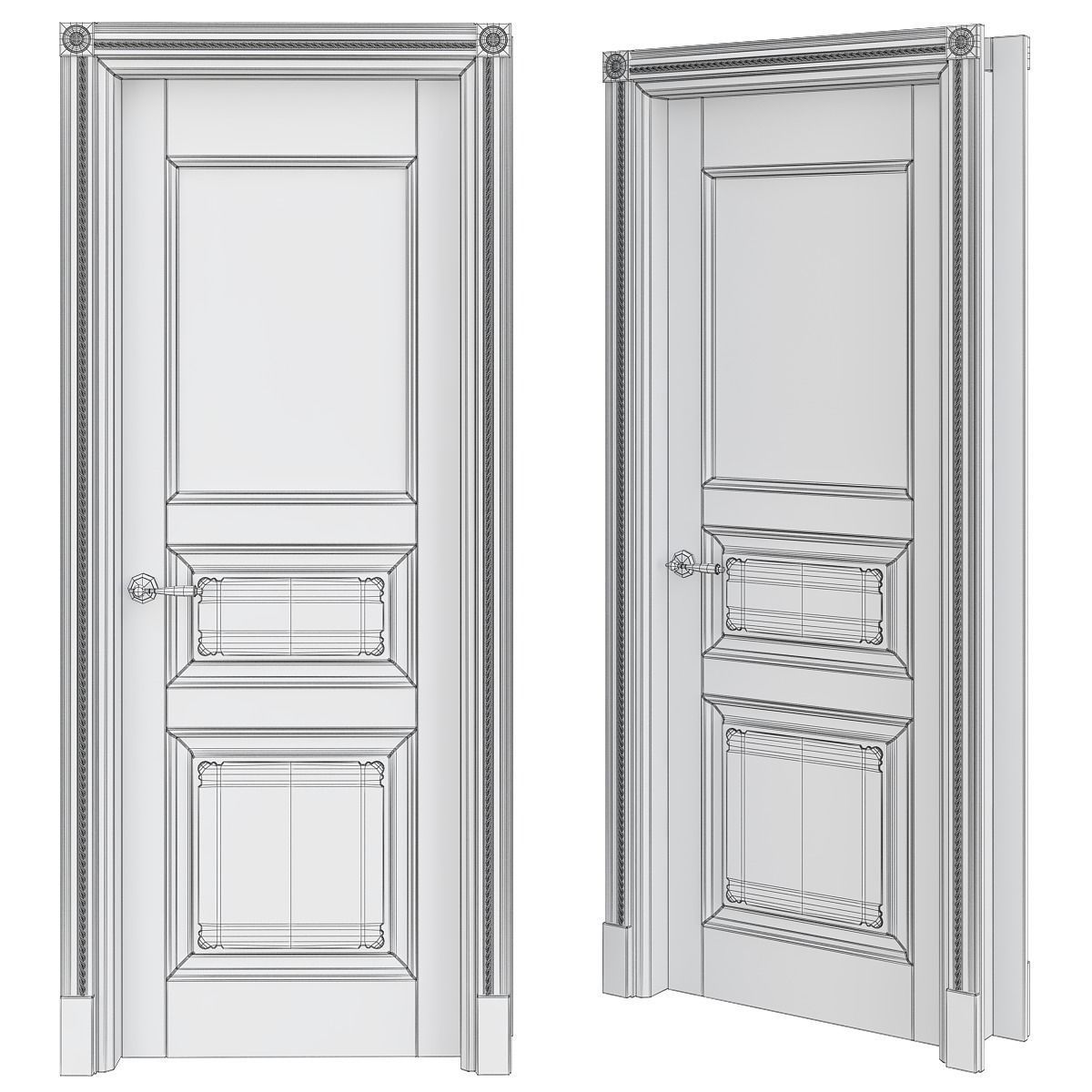 Interior Doors low poly 3d model Low-poly 3D model_1