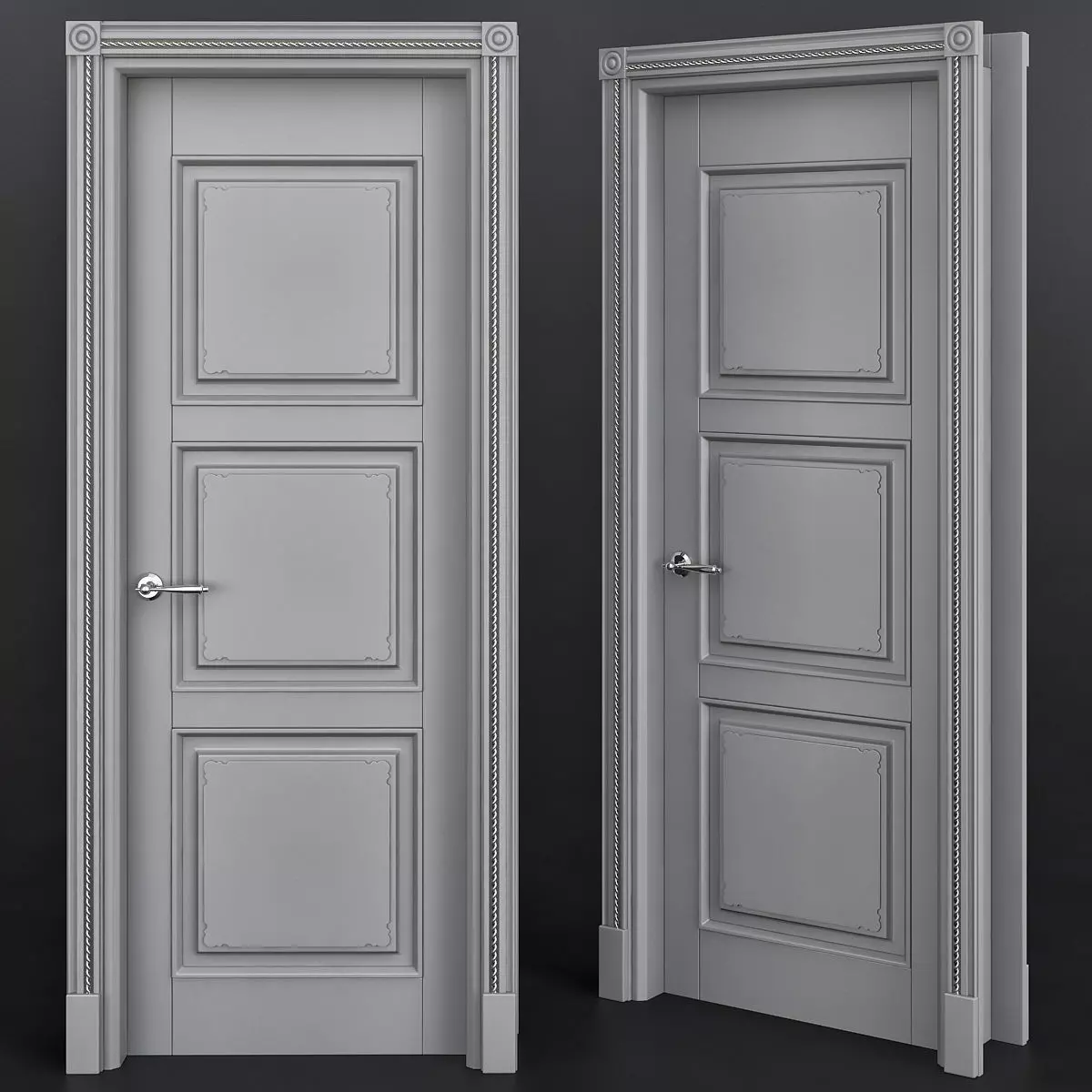 Interior Doors low poly 3d model Low-poly 3D model_0
