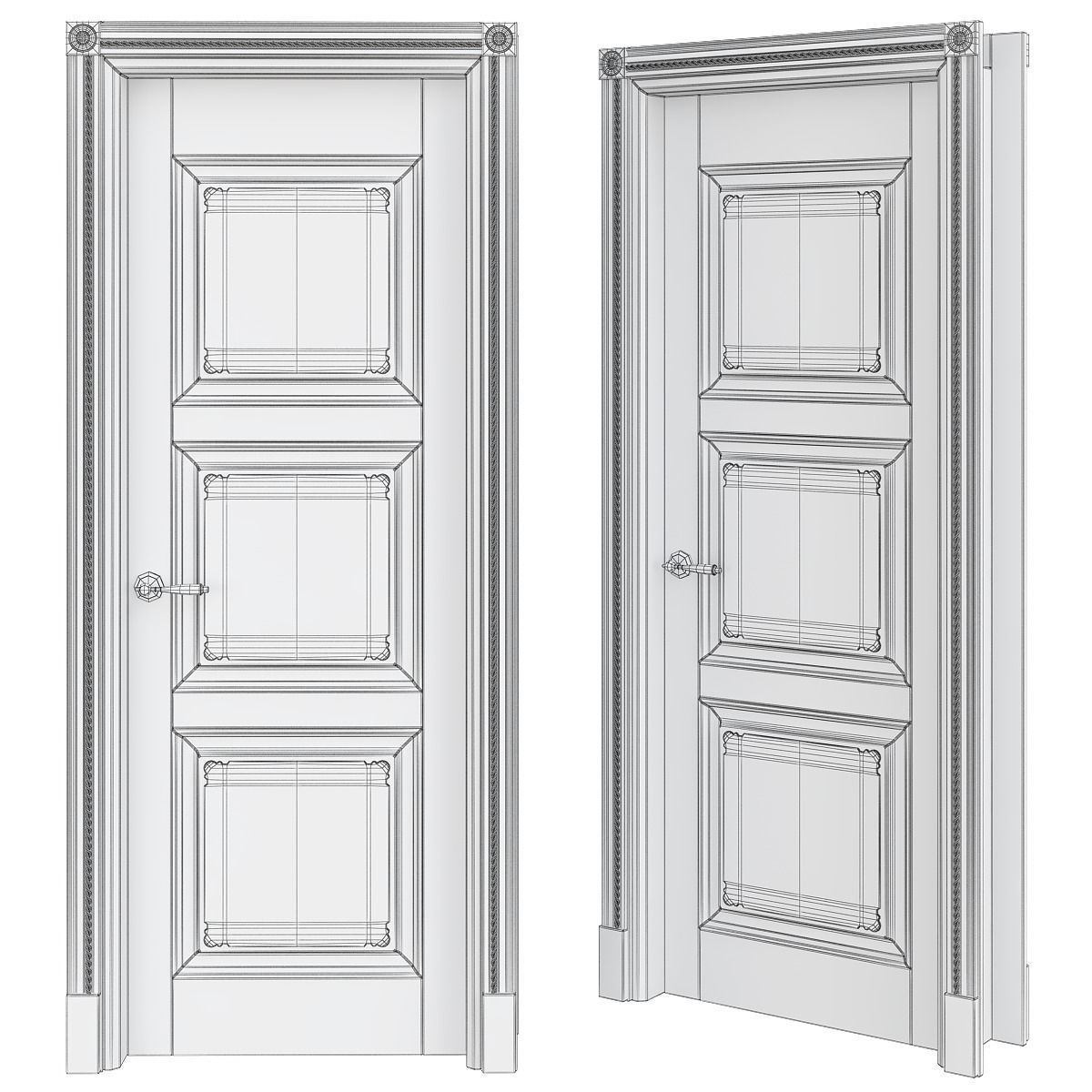 Interior Doors low poly 3d model Low-poly 3D model_1