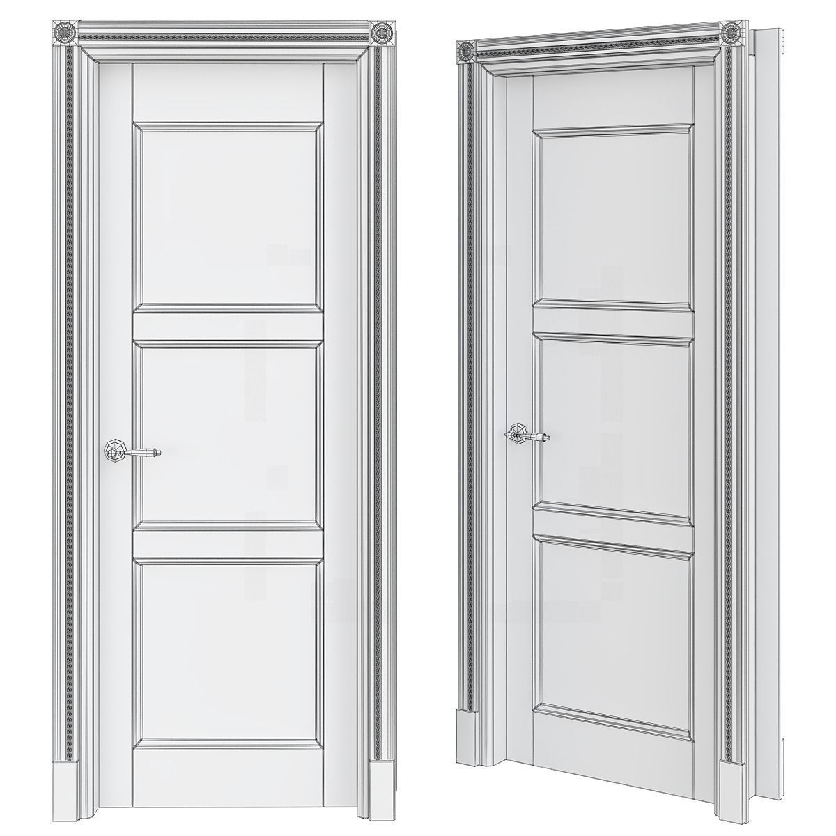 Interior Doors low poly 3d model Low-poly 3D model_1