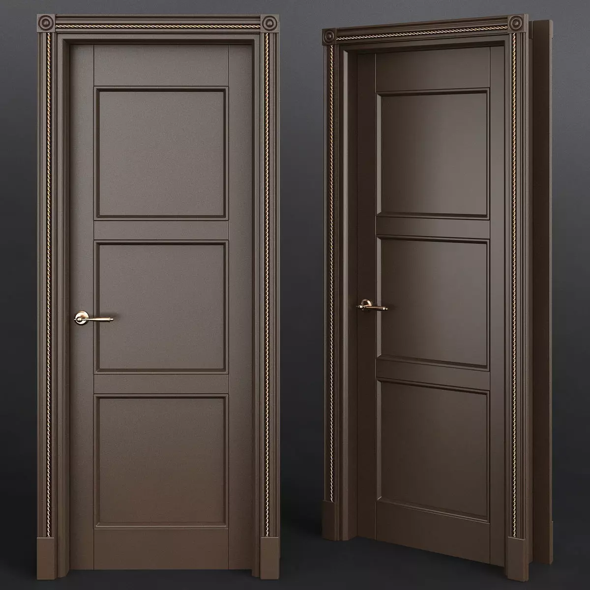 Interior Doors low poly 3d model Low-poly 3D model_0