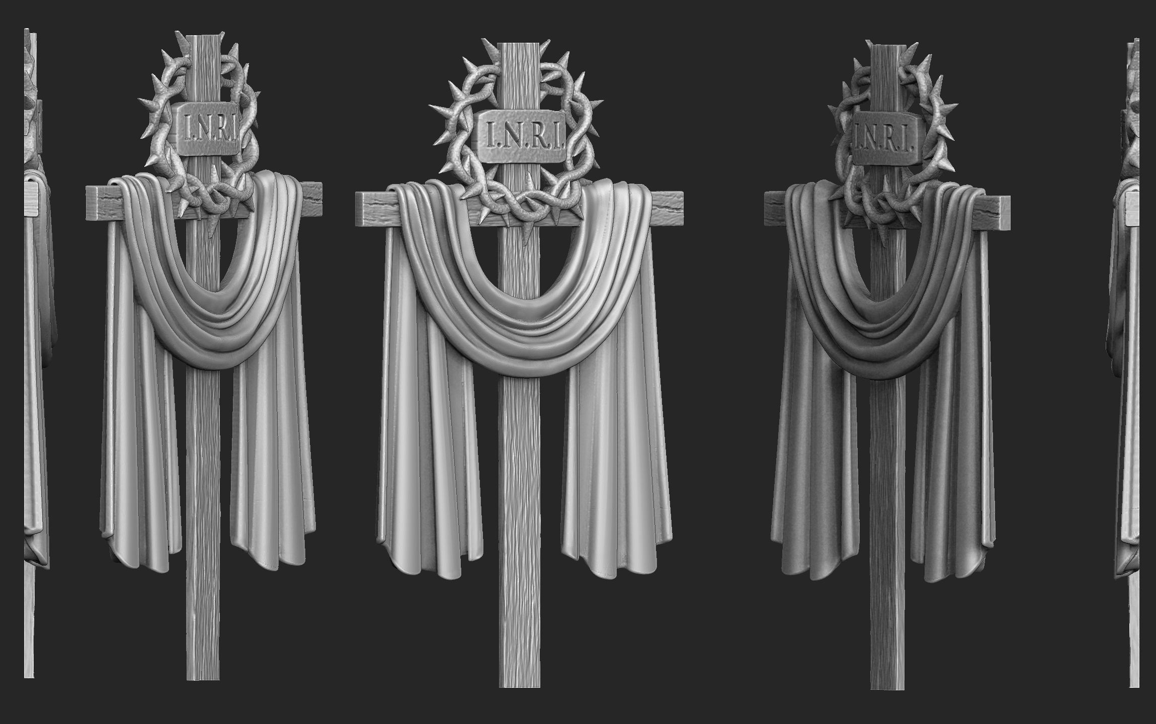 Cross with a Crown of Thorns 3D print model_1