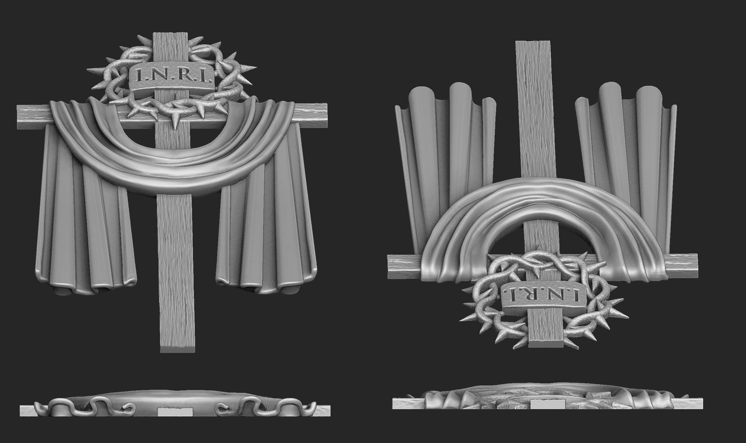 Cross with a Crown of Thorns 3D print model_2