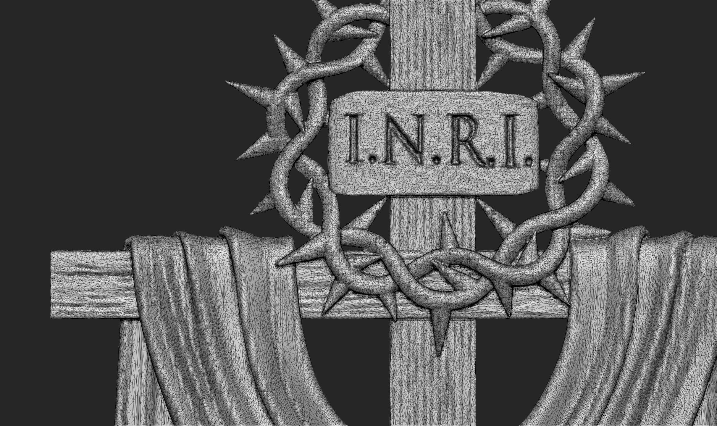 Cross with a Crown of Thorns 3D print model_4